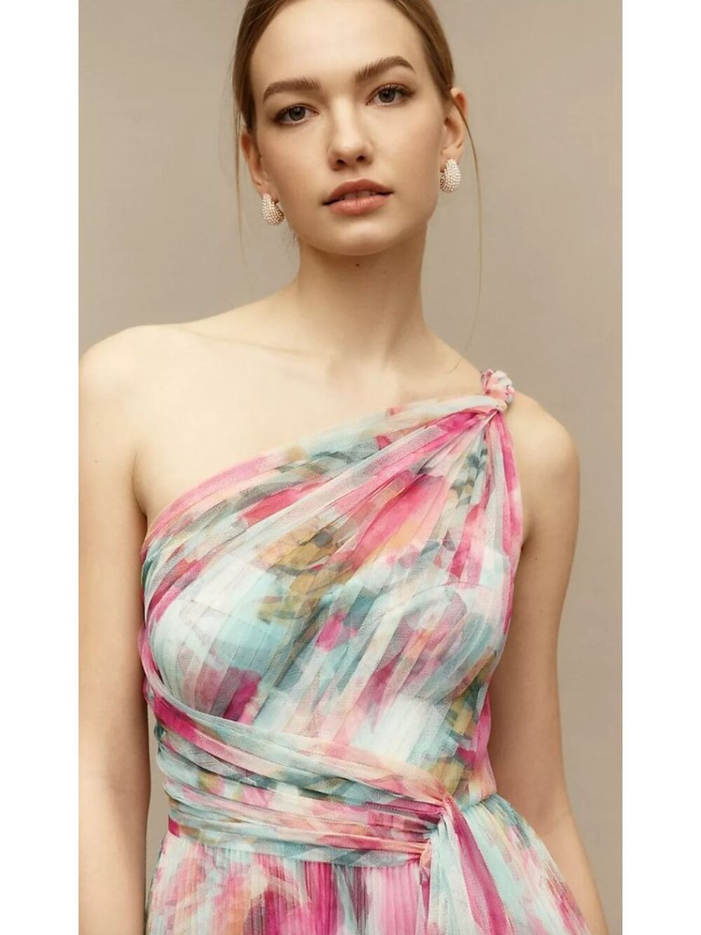 Anthropologie Hutch Phillippa Hutch Tulle One-Shoulder Midi Dress Size 10 - Picture 2 of 7